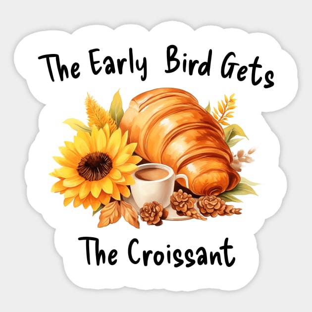 Croissant French Early Bird Flower Coffee Kawaii Art Sticker by Flowering Away